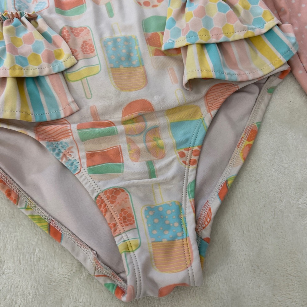 Matilda Jane Girls Popsicle Print Swimsuit Size 8 Rashguard Ruffles - Picture 7 of 7